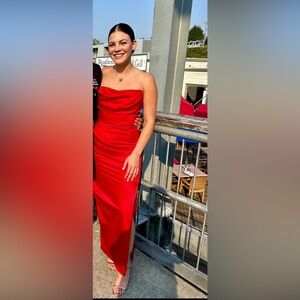 House of CB Red Satin Gown